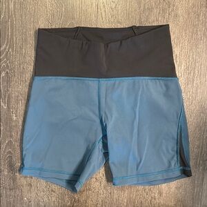 Women's Black and Blue Athletic Shorts